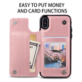 PU Leather Wallet Case with Card Pockets Back Flip Cover for iPhone 5 / 5S / SE